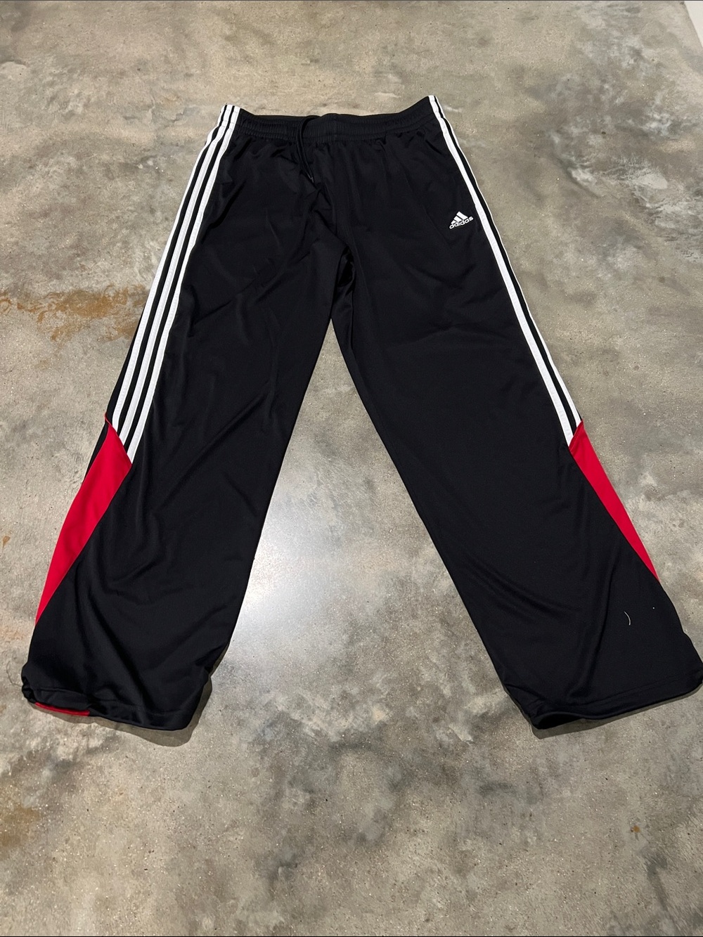 Adidas Men Black Track Pants with Red Accent